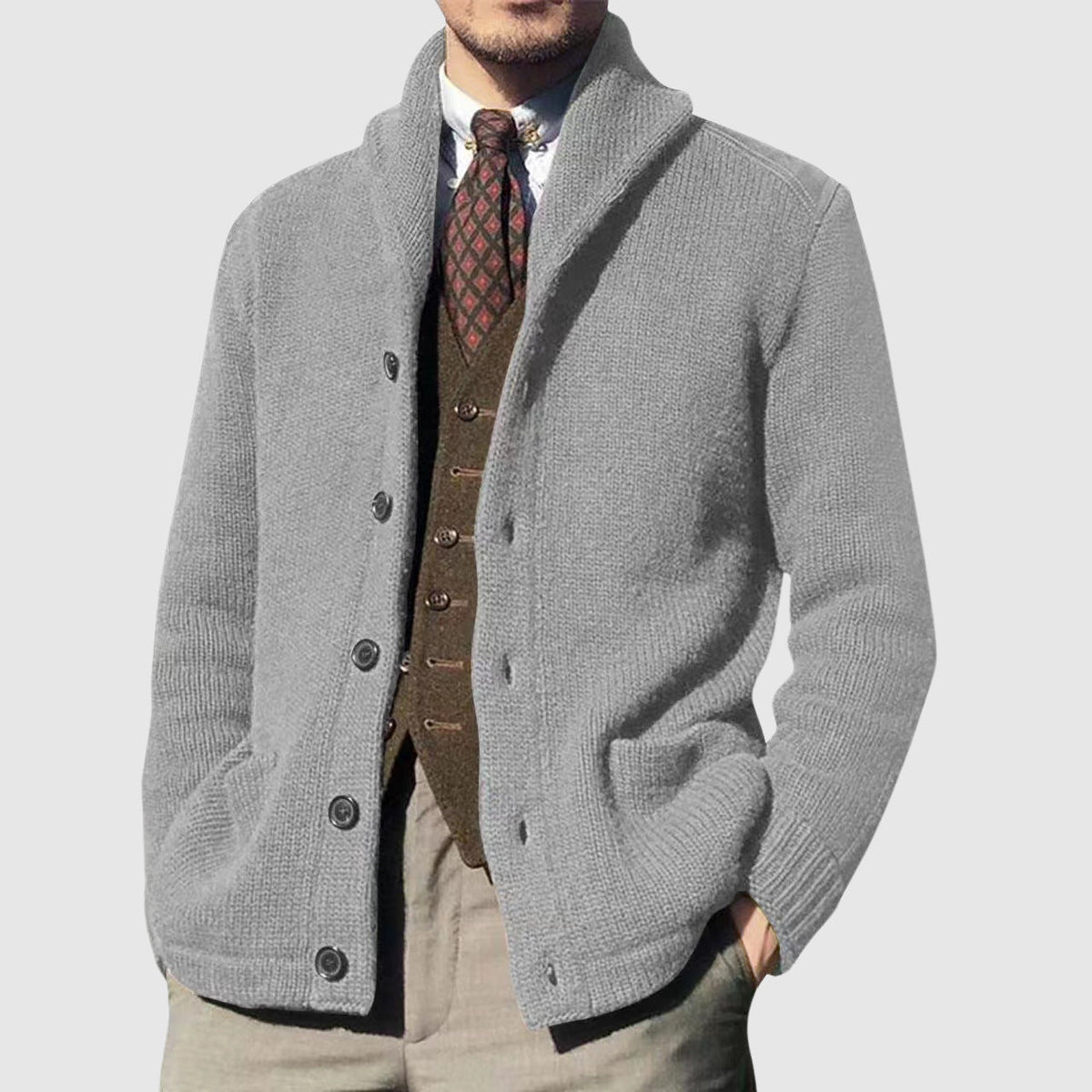 Cardigan Vintage à Col Revers pour Femme 2