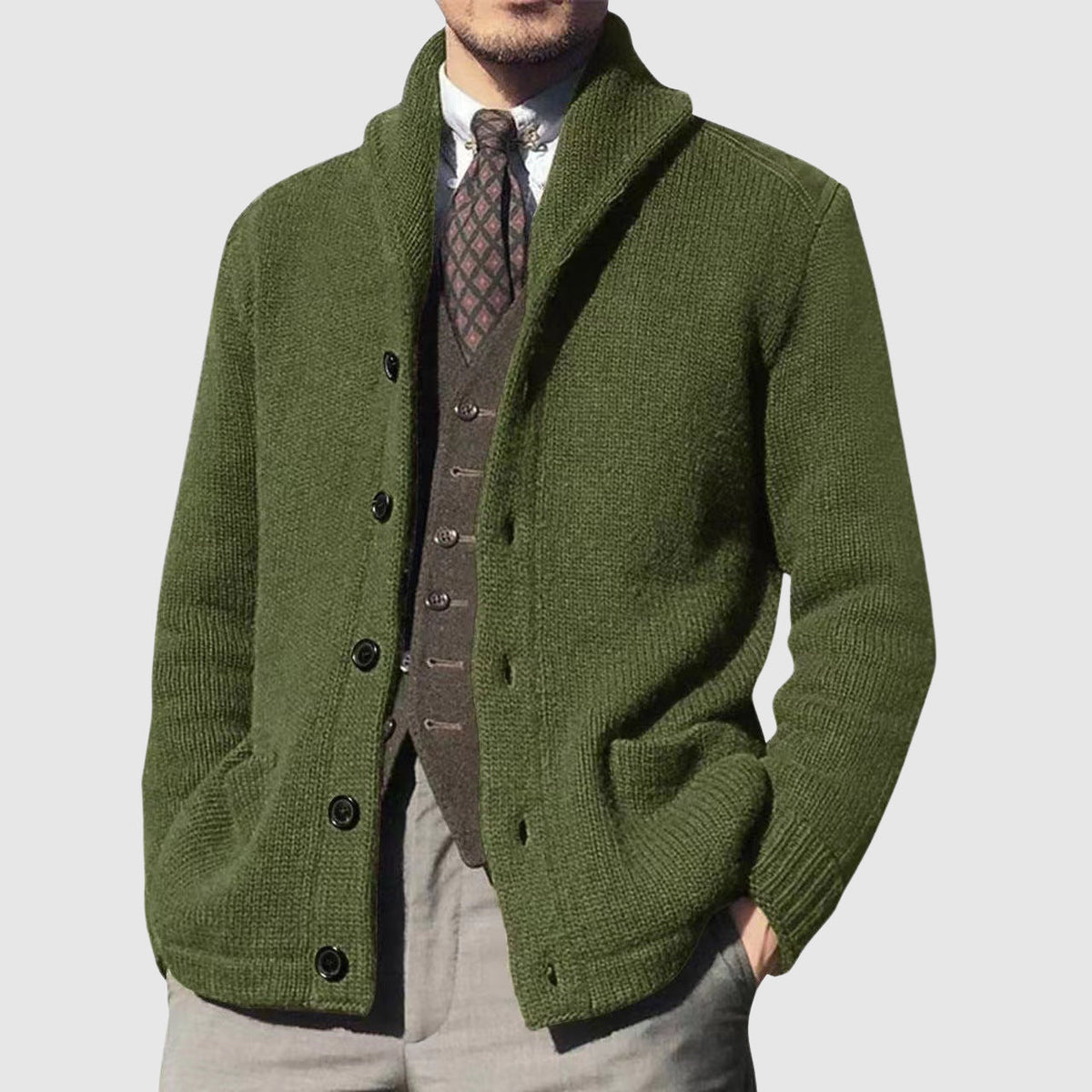 Cardigan Vintage à Col Revers pour Femme 3