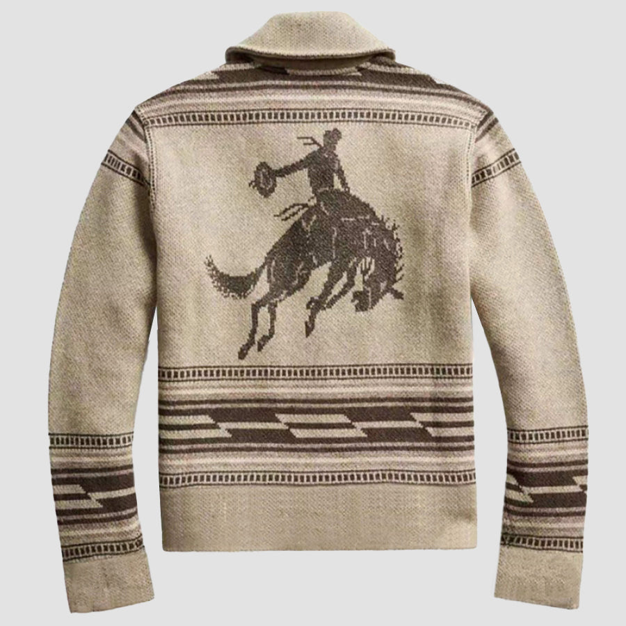 Cardigan Western pour Hommes avec Imprimé Taureau 1