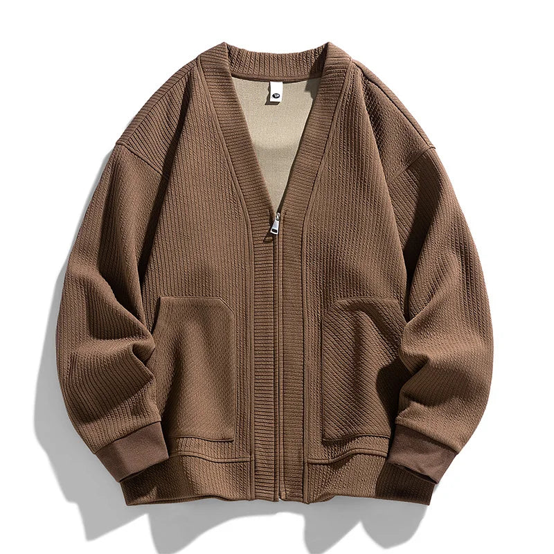 Cardigan pour Hommes Zippé Décontracté 2