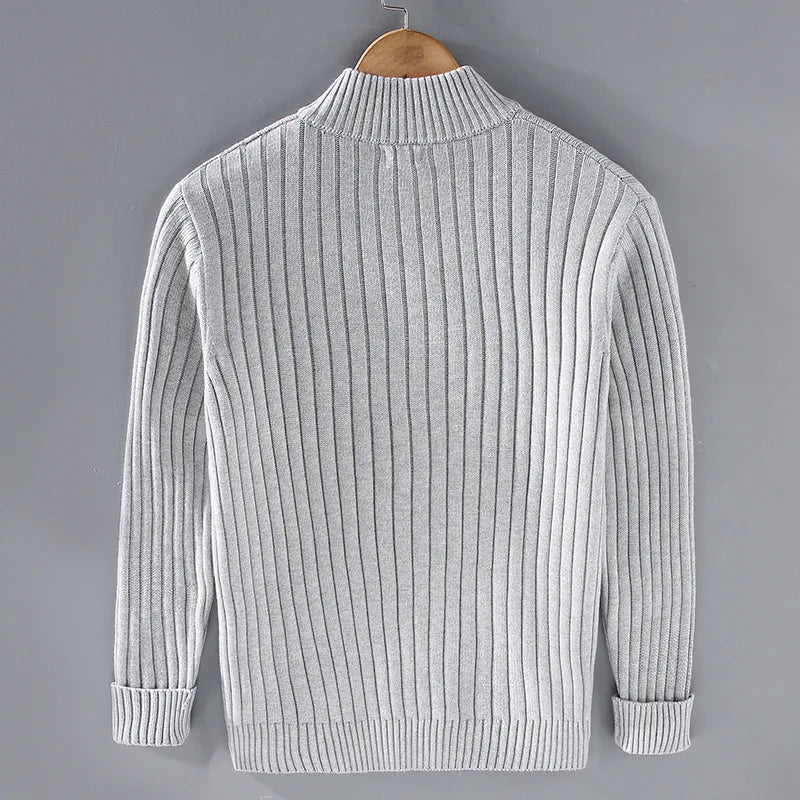 Cardigan pour homme en maille côtelée avec fermeture zippée 1