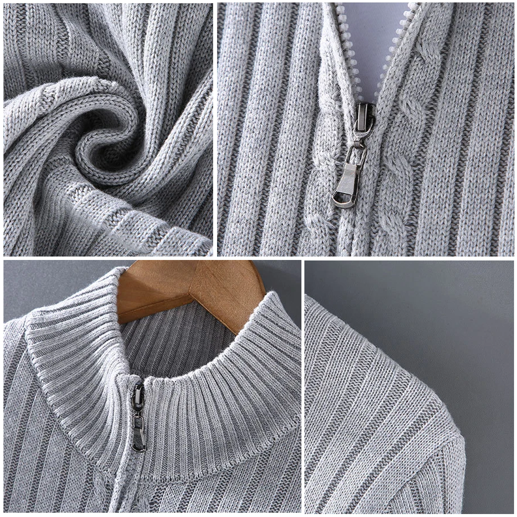 Cardigan pour homme en maille côtelée avec fermeture zippée 2