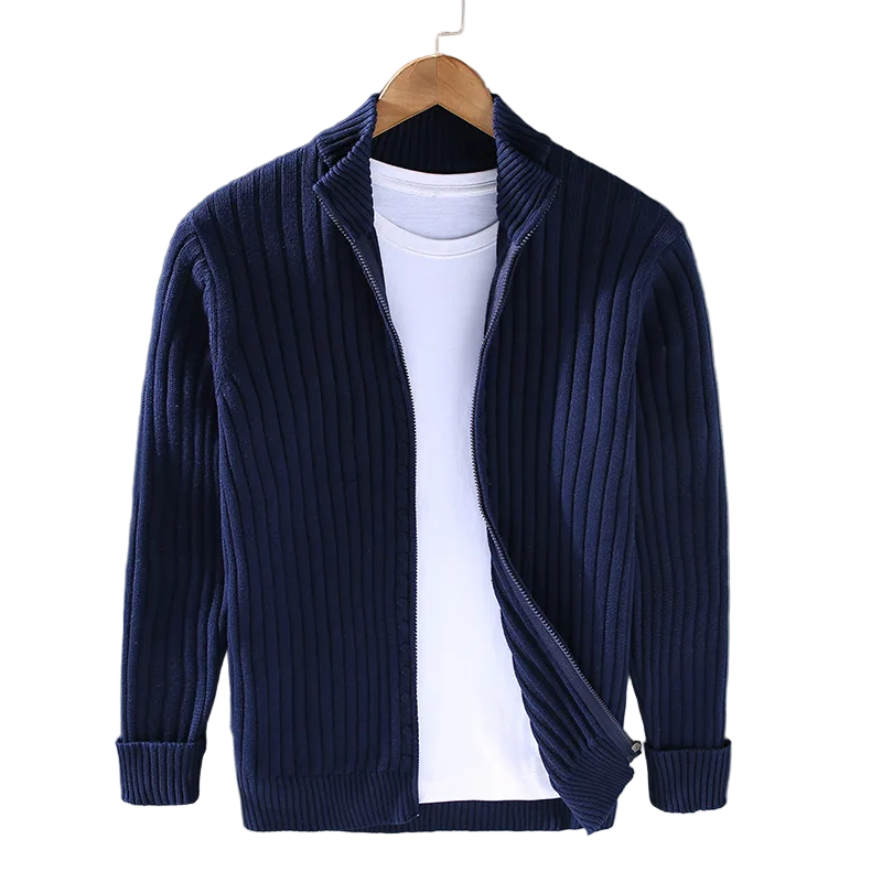 Cardigan pour homme en maille côtelée avec fermeture zippée 4