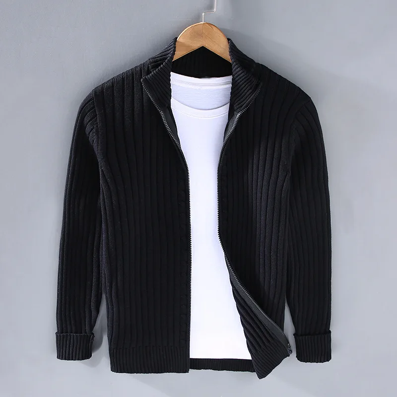 Cardigan pour homme en maille côtelée avec fermeture zippée 5