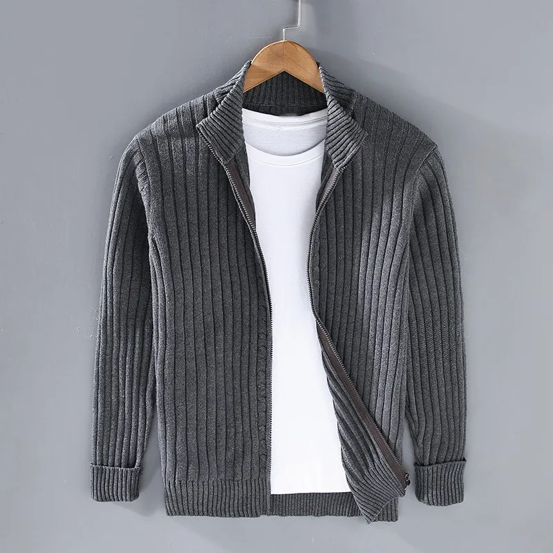 Cardigan pour homme en maille côtelée avec fermeture zippée 6
