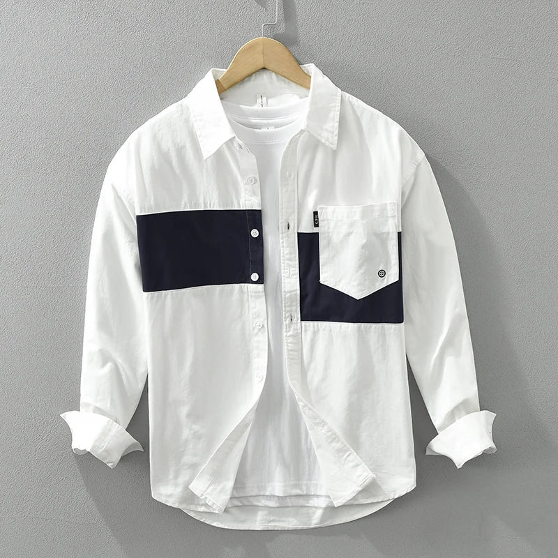 Variant image for Chemise Homme Patchwork Moderne Coton Doux-13