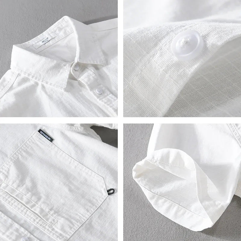 Chemise Homme Décontractée Coton Été 5