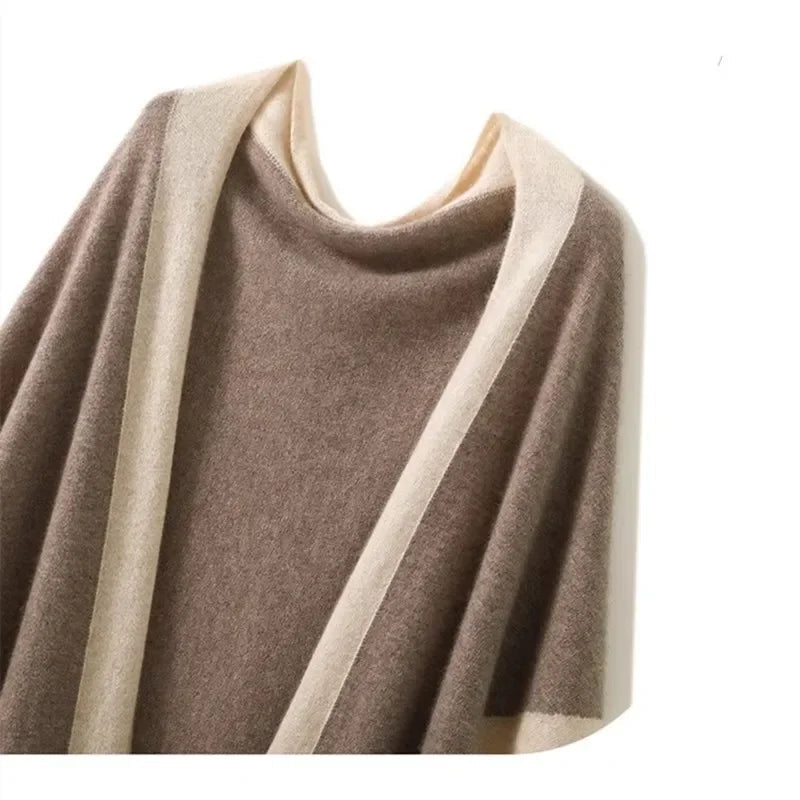 Châle Femme Triangulaire à Bords Contrastés pour un Style Polyvalent 2