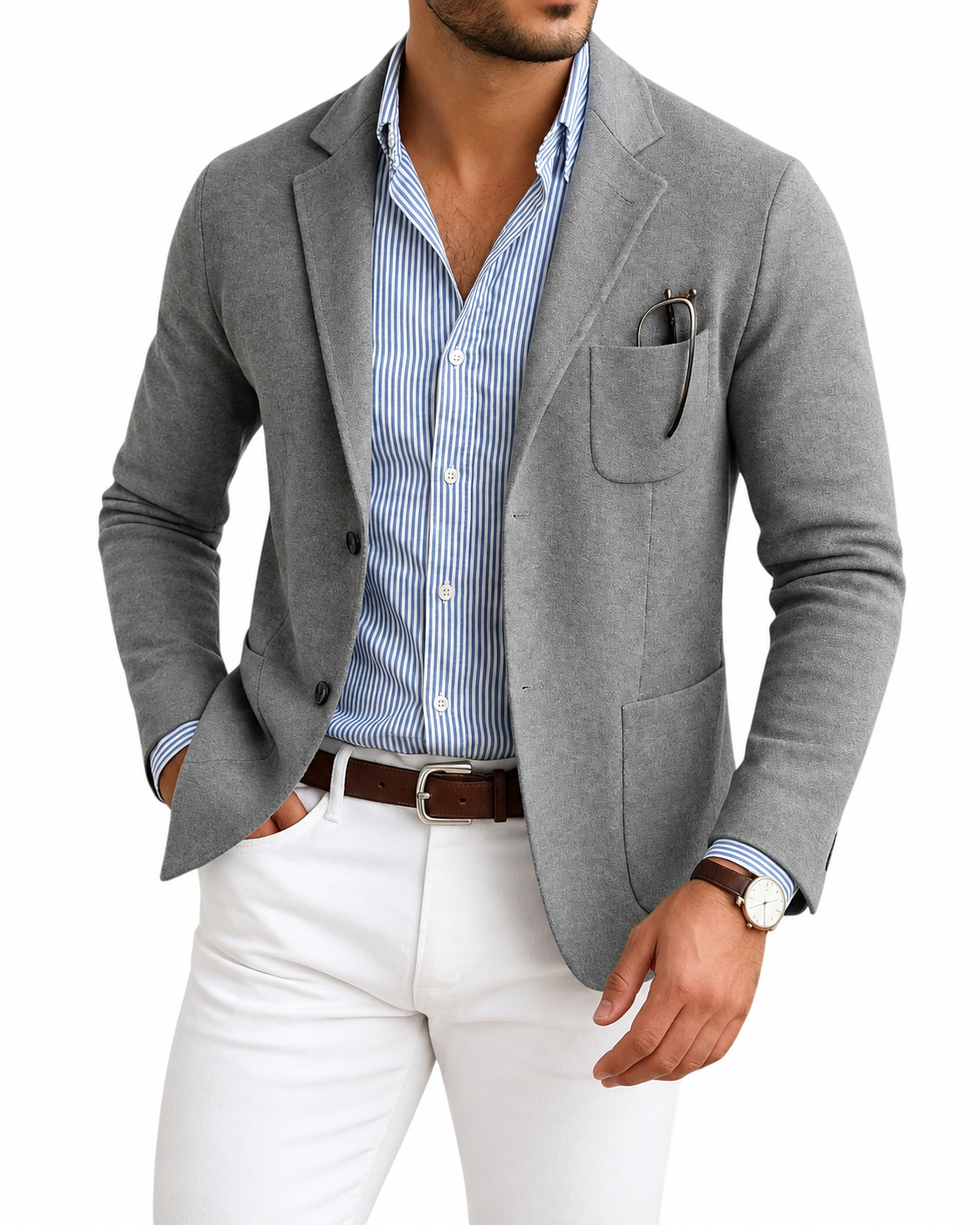 Blazer pour homme avec col de veste, style classique