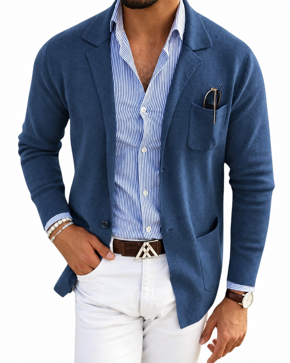 Blazer pour homme avec col de veste, style classique