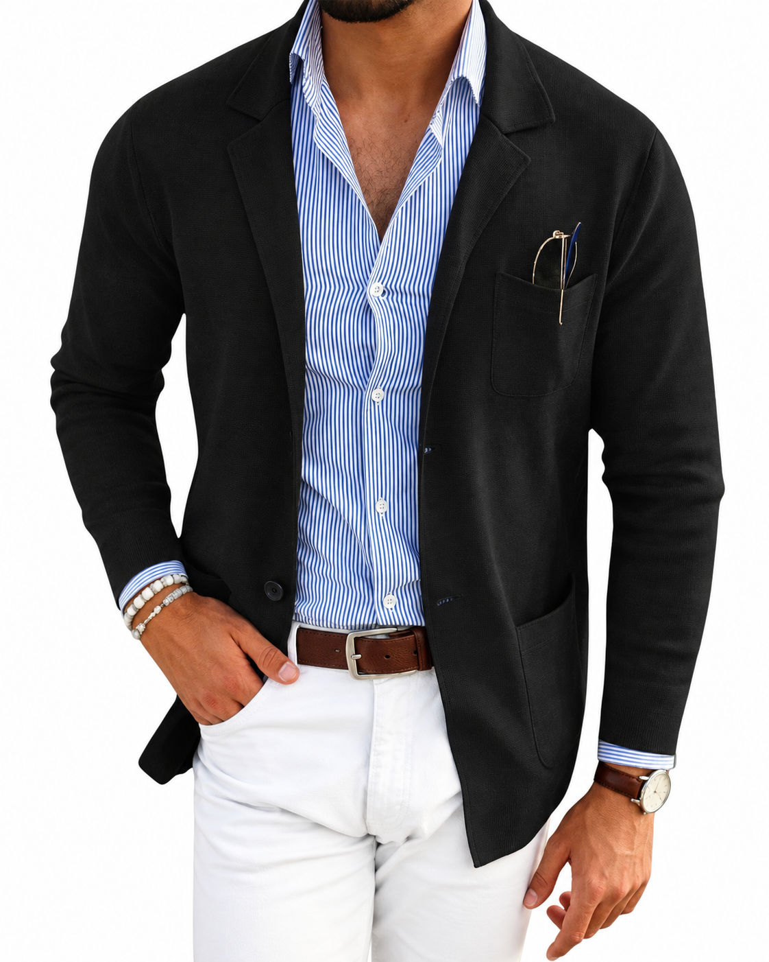 Blazer pour homme avec col de veste, style classique