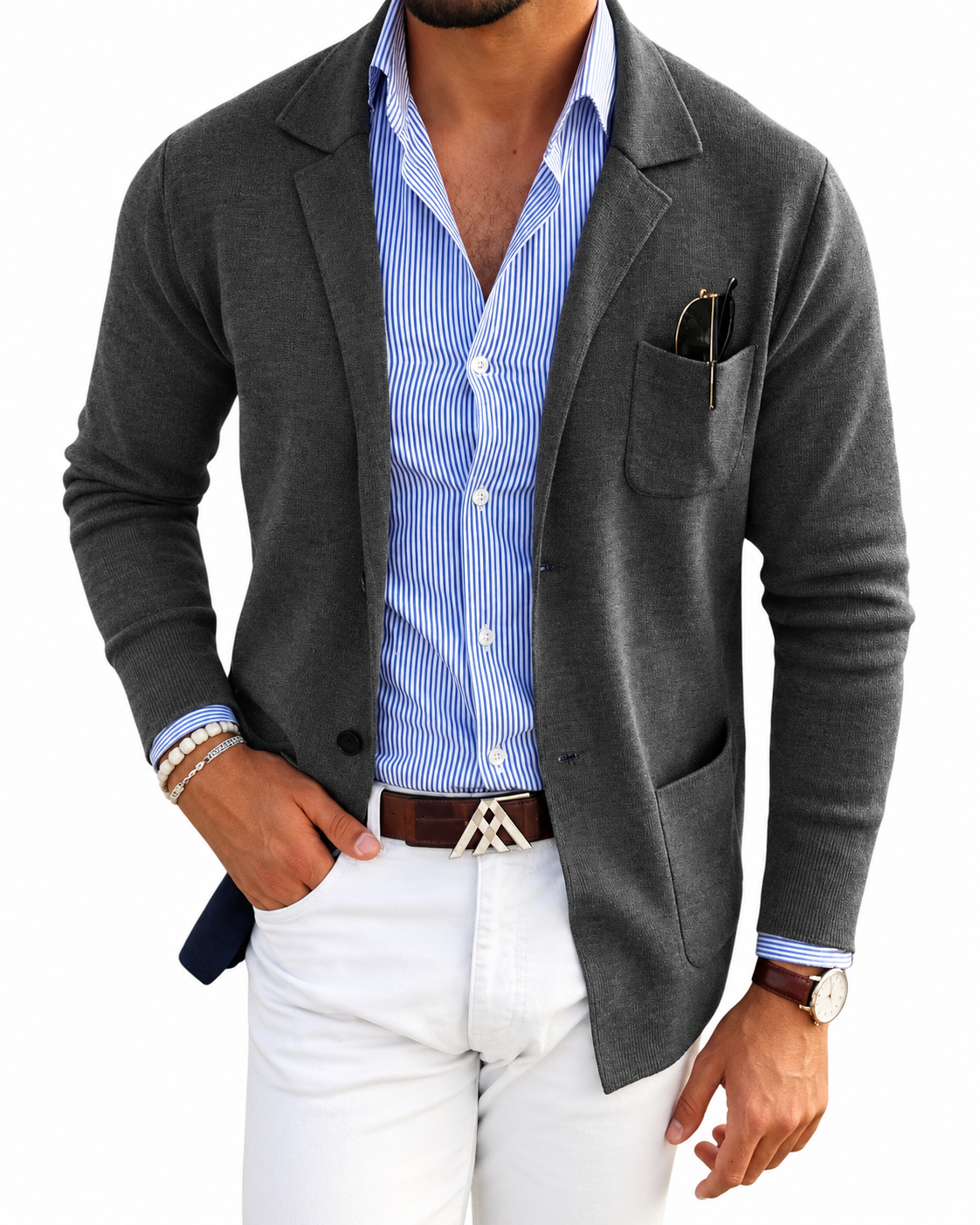 Blazer pour homme avec col de veste, style classique