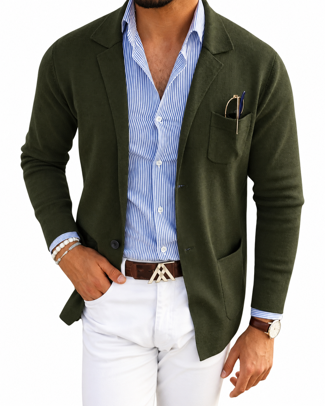Blazer pour homme avec col de veste, style classique
