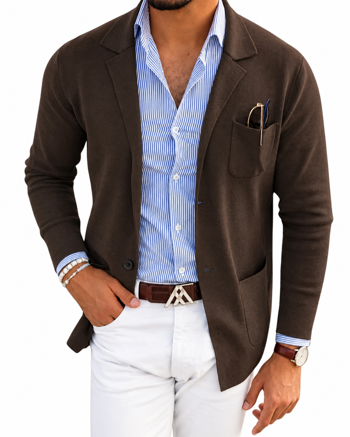 Blazer pour homme avec col de veste, style classique