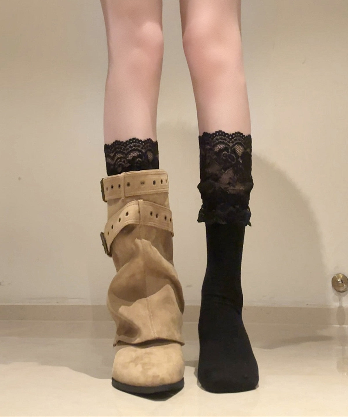 Chaussettes Femme Patchwork Dentelle Style Décontracté 1
