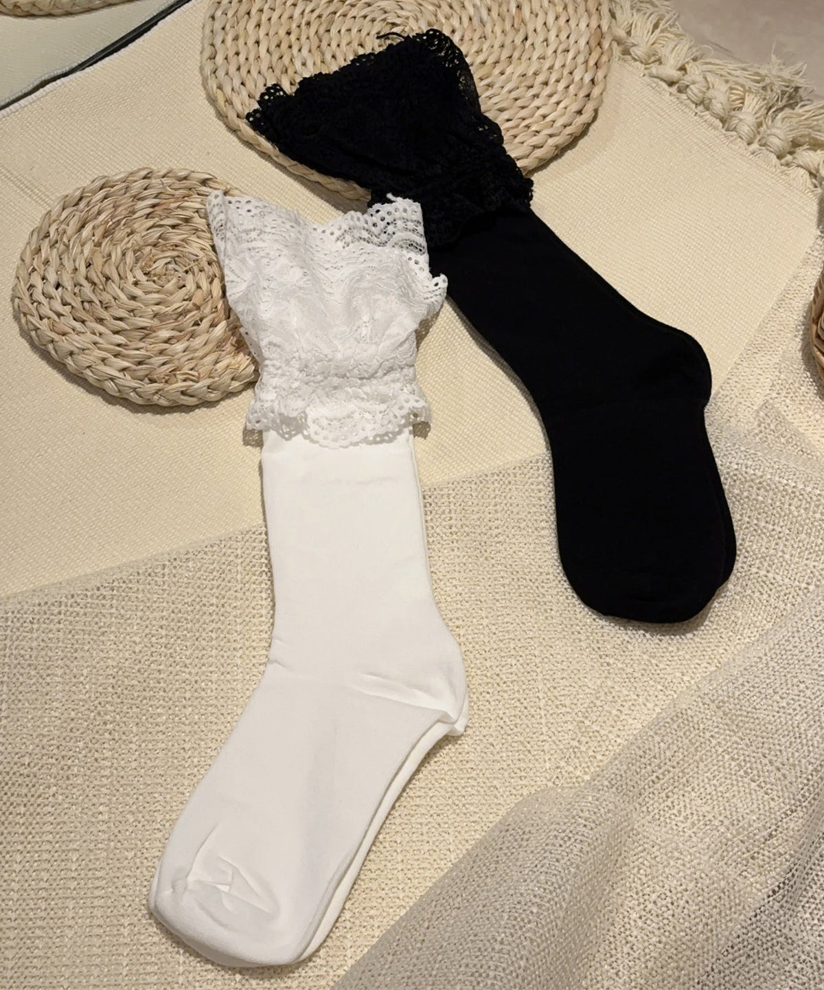 Chaussettes Femme Patchwork Dentelle Style Décontracté 4