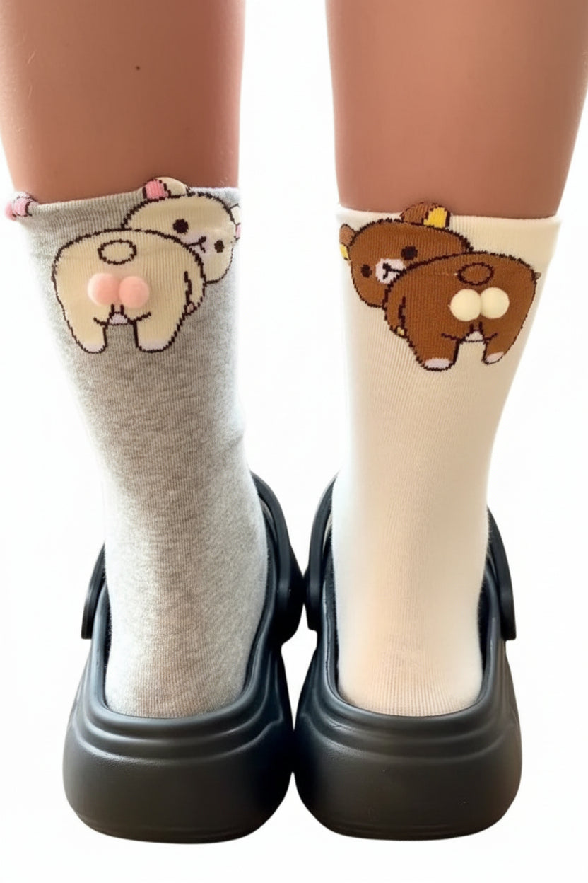 Chaussettes Mi-Mollet Femme Motif Dessin Animé 0