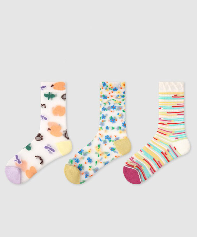 Chaussettes Mi-Mollet Femme Style Décontracté Transparentes 4