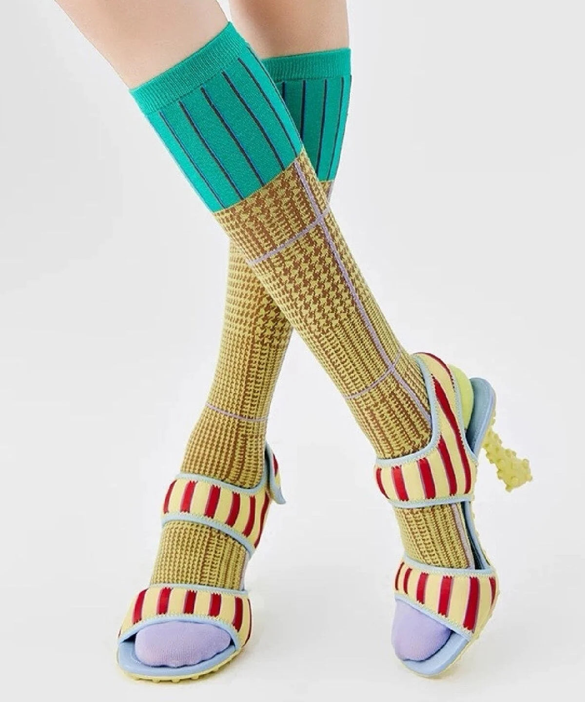 Chaussettes Montantes Bicolores pour Femme Style Décontracté 1