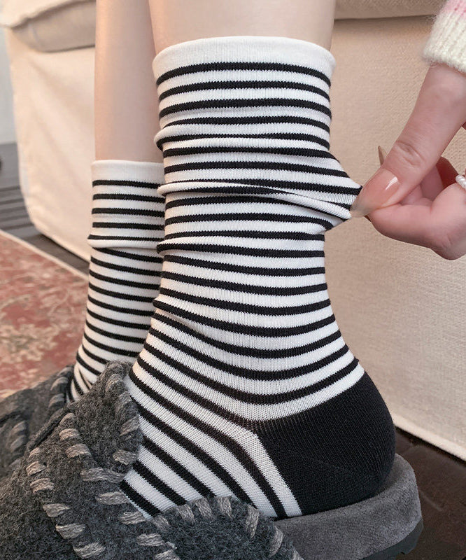 Chaussettes mi-mollet à rayures fines pour femmes 0
