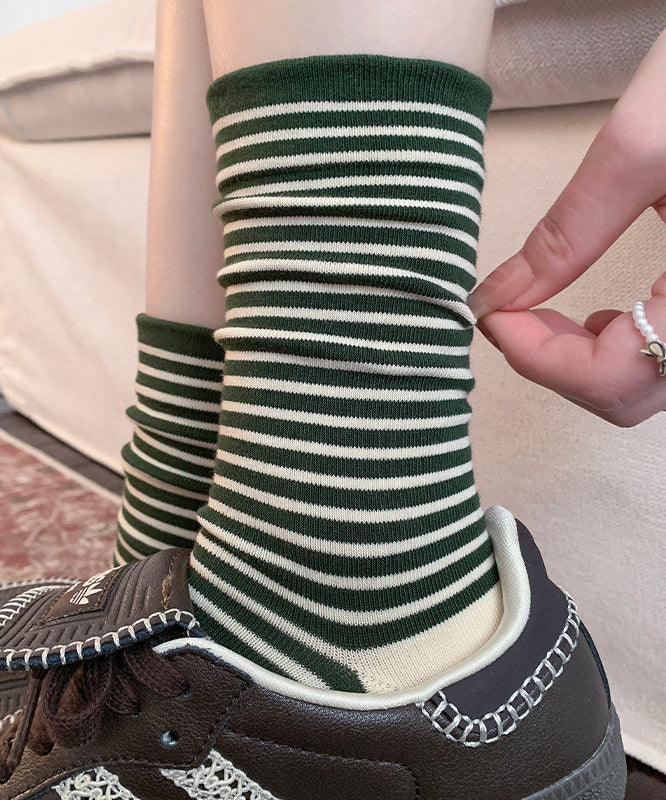 Chaussettes mi-mollet à rayures fines pour femmes 1