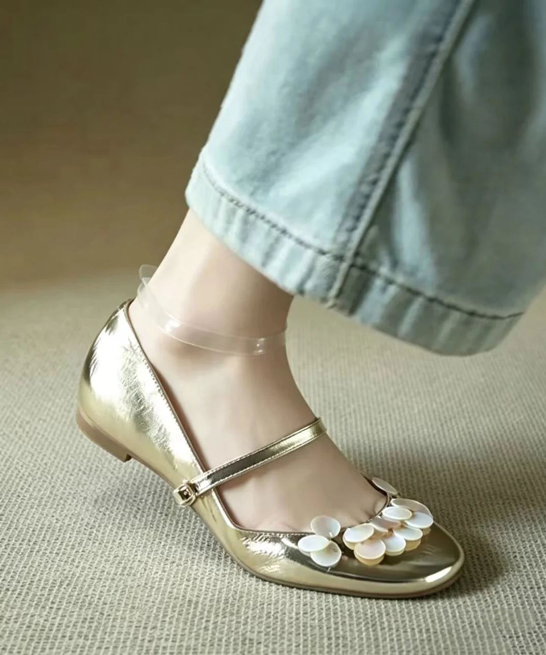 Chaussures Compensées Femme Bout Rond avec Boucle Décorative 3