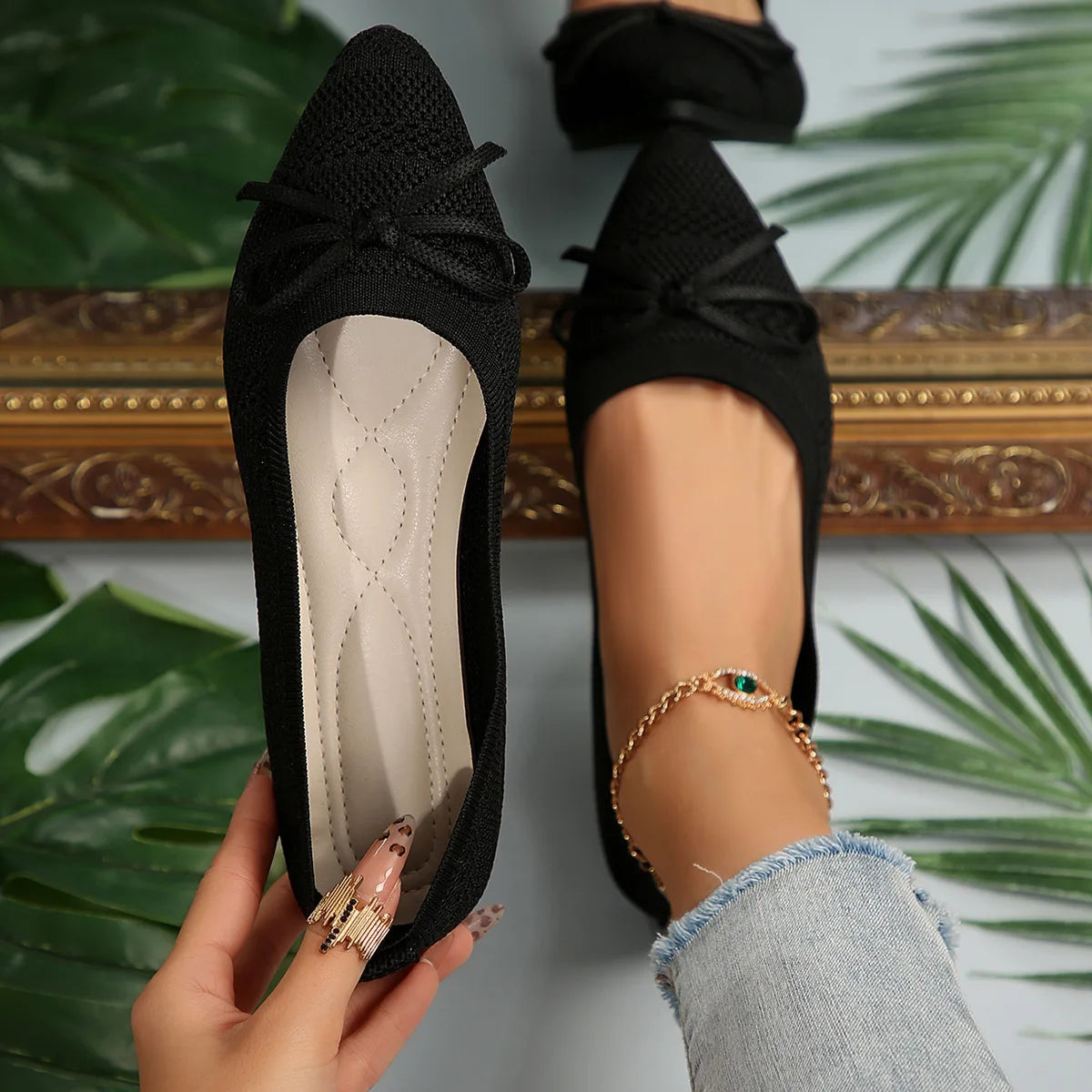 Chaussures Femme Plates Confortables avec Nœud 8