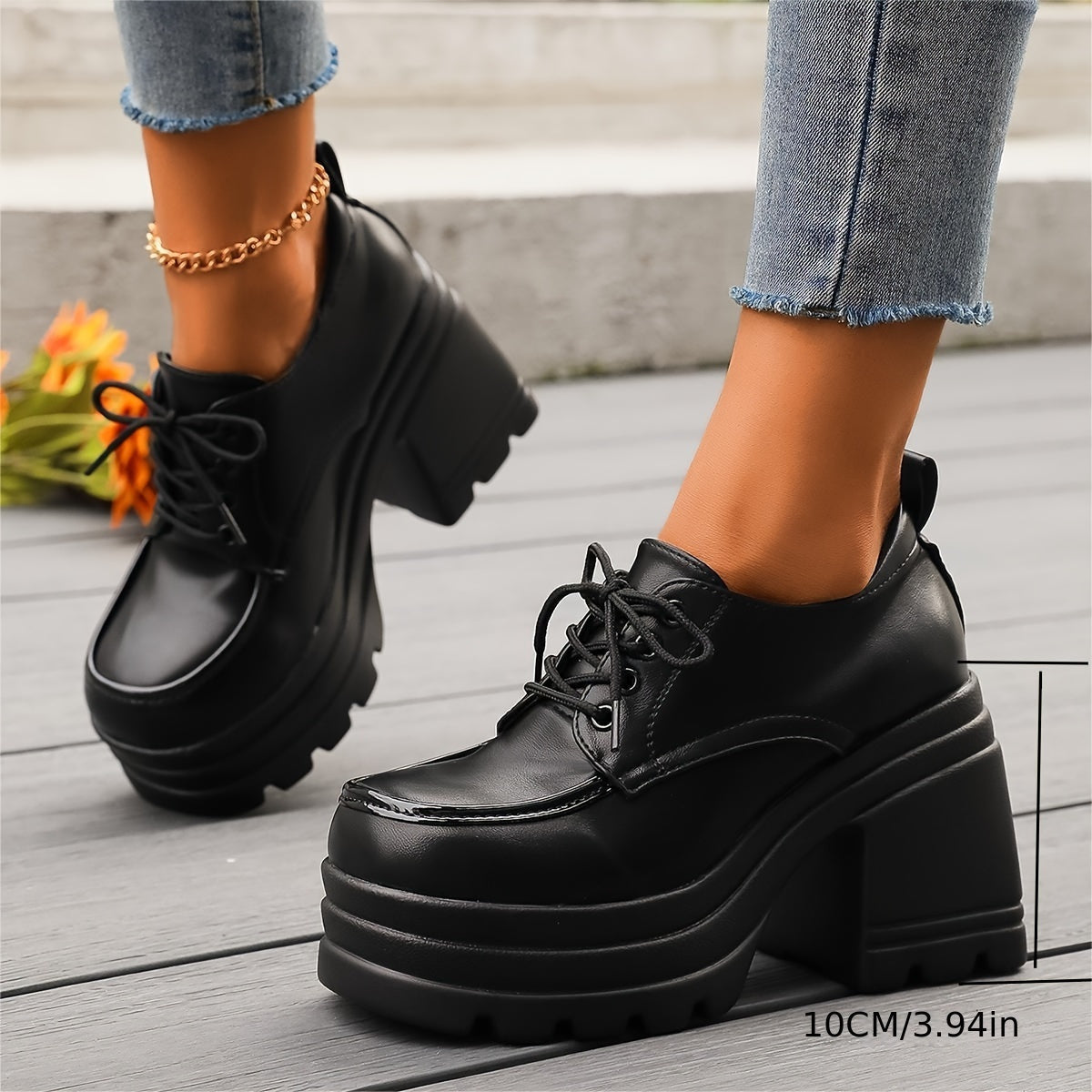 Chaussures Femme Richelieus à Lacets Style Chunky 7