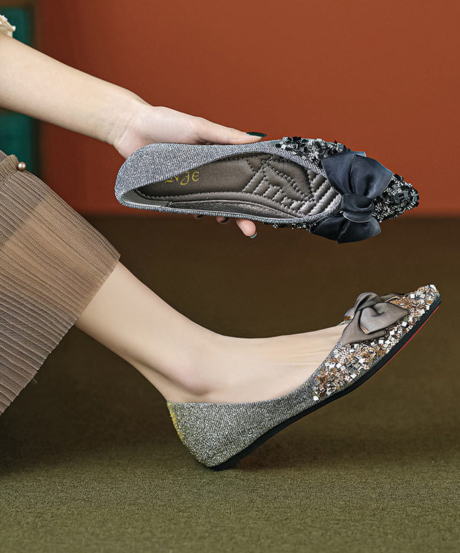 Chaussures Plates Femmes avec Nœud Doré 2