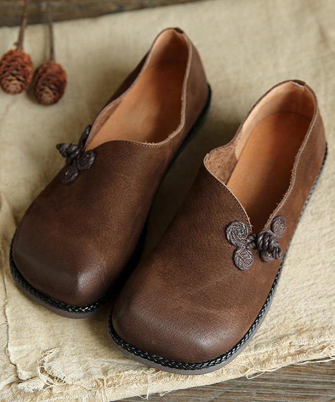 Chaussures Plates pour Femmes en Similicuir Marron 1