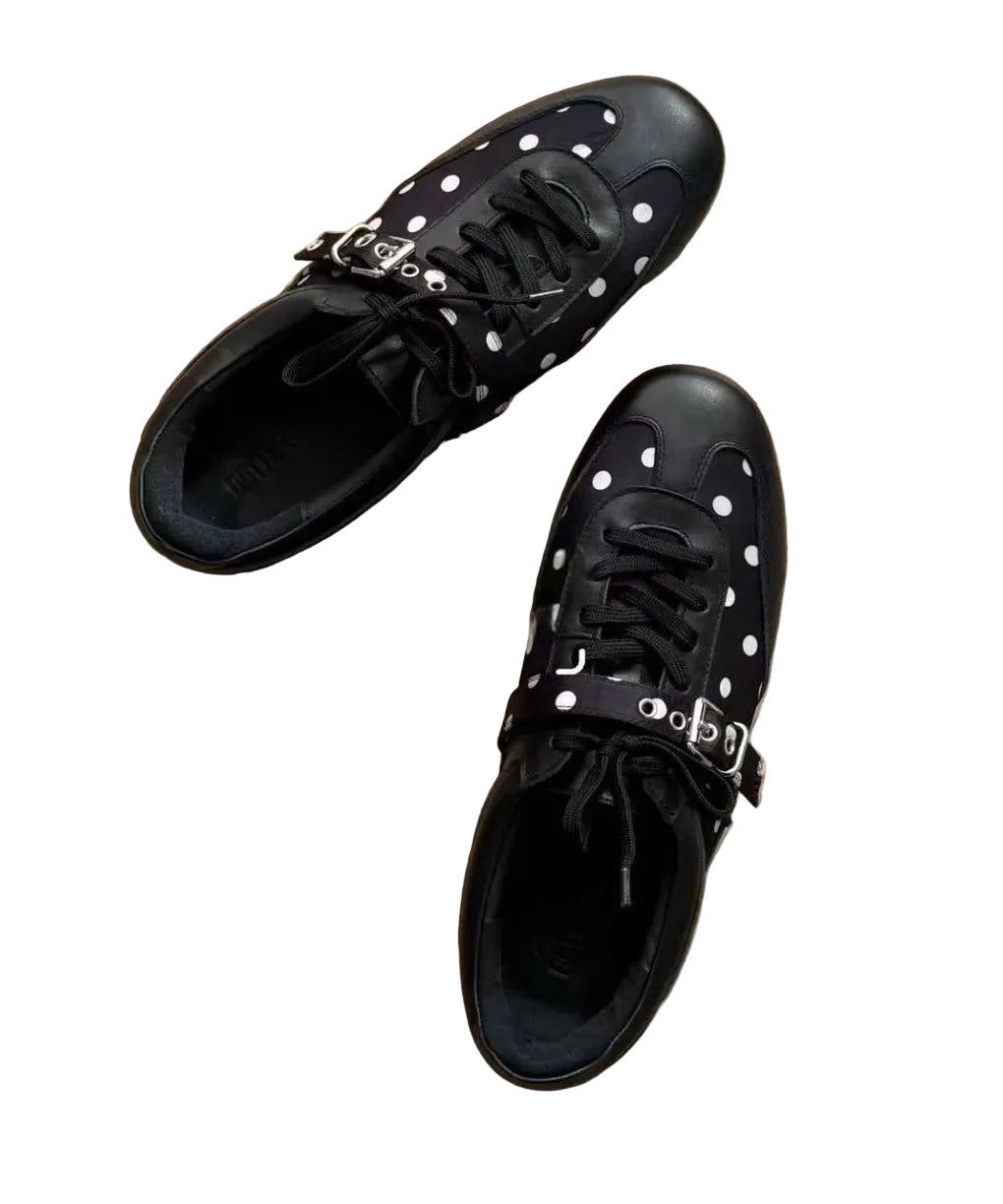 Chaussures à Lacets Noires à Pois et Paillettes 2