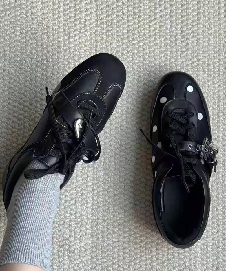 Chaussures à Lacets Noires à Pois et Paillettes 3