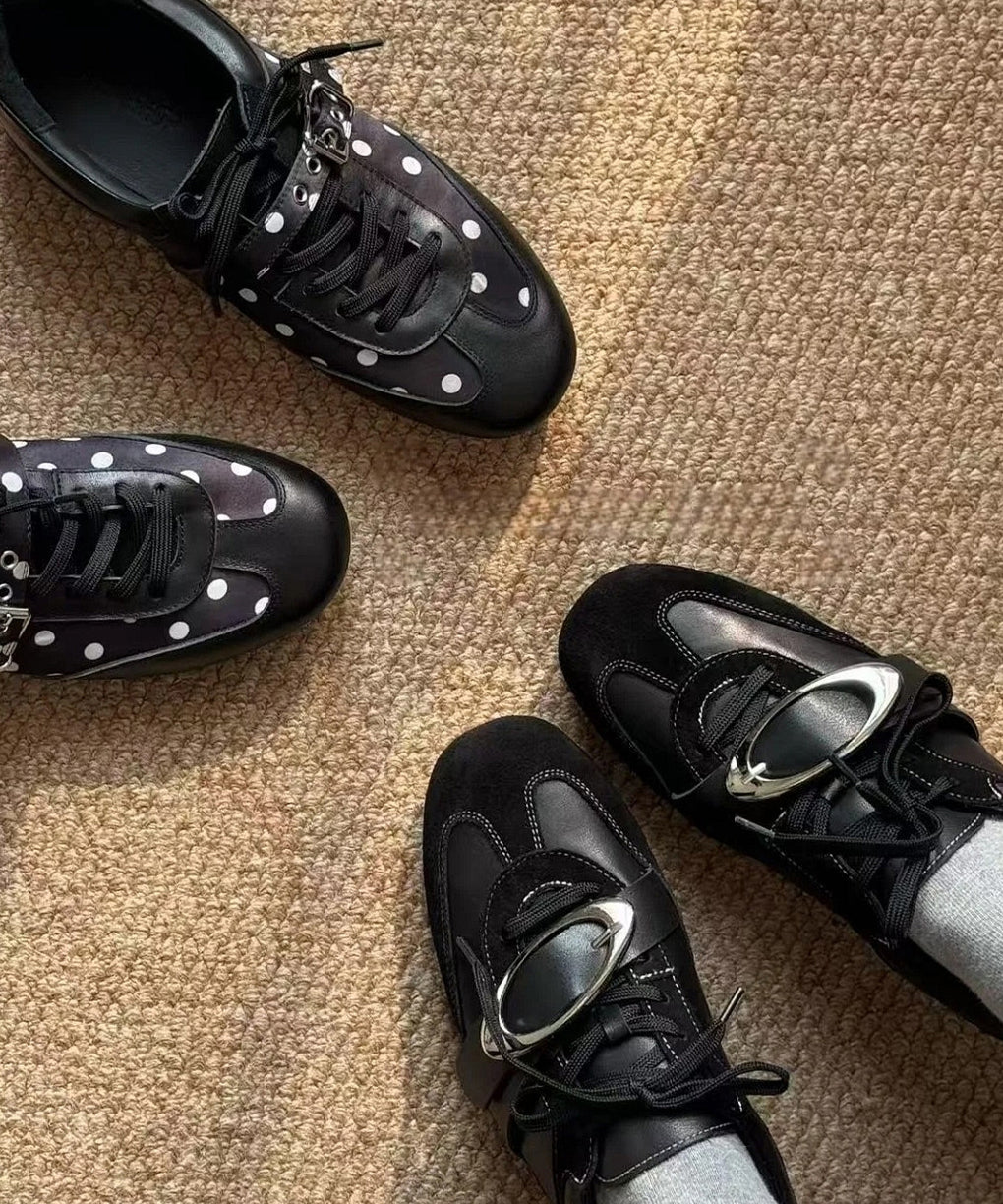 Chaussures à Lacets Noires à Pois et Paillettes 4