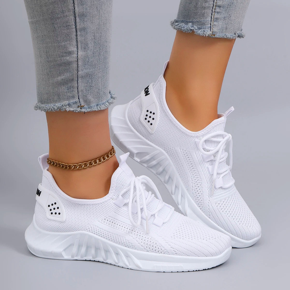 Chaussures de Sport Femme Décontractées à Lacets Tissu Respirant 2