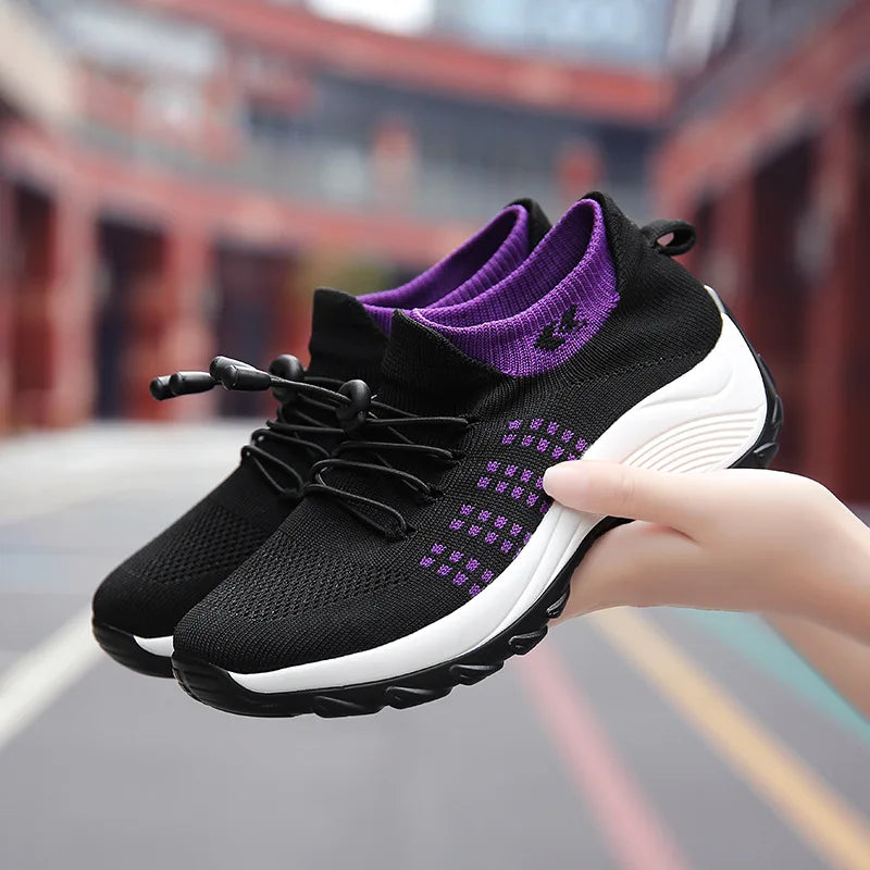 Chaussures de Sport Femmes Tissu Maillé Respirant Semelle Épaisse 1