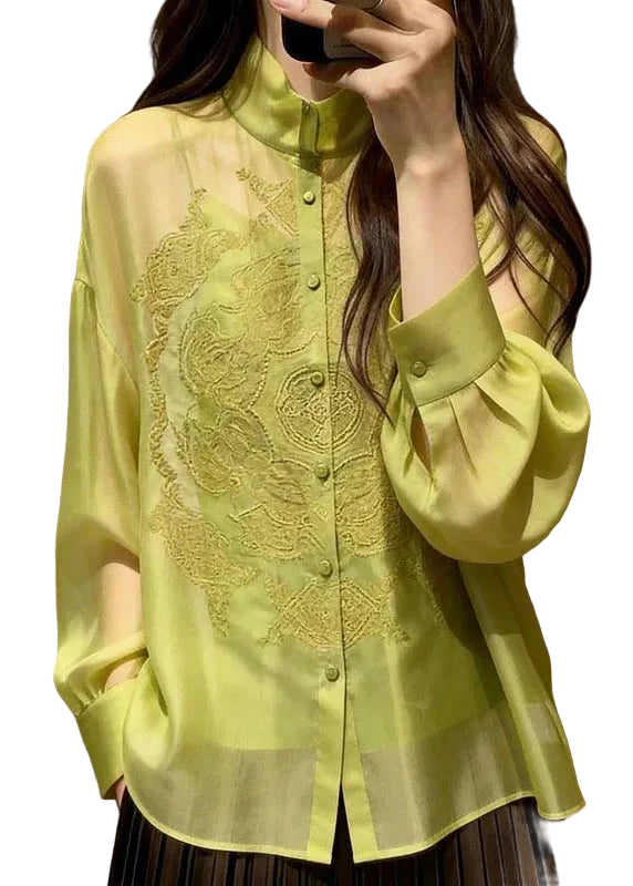 Chemise Femme Brodée à Manches Longues Chic 0