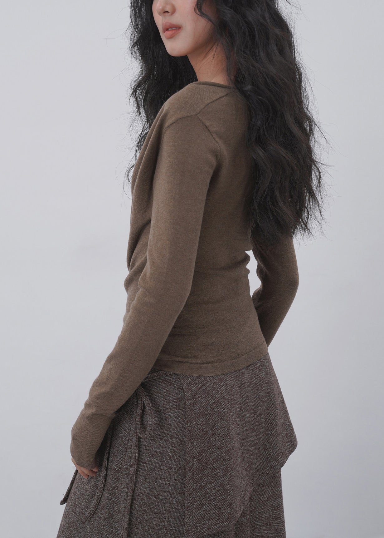 Chemise Femme Col Bénitier Manches Longues Style Deux Pièces 4