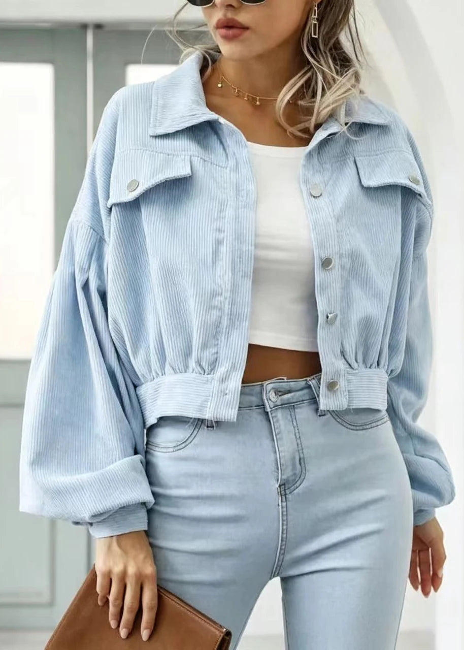 Chemise Femme Décontractée Manches Lanternes Col Rabattu 1