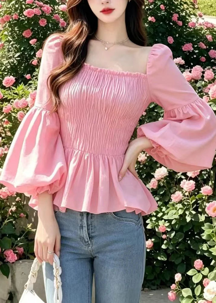 Chemise Femme à Col Carré et Manches Évasées 2