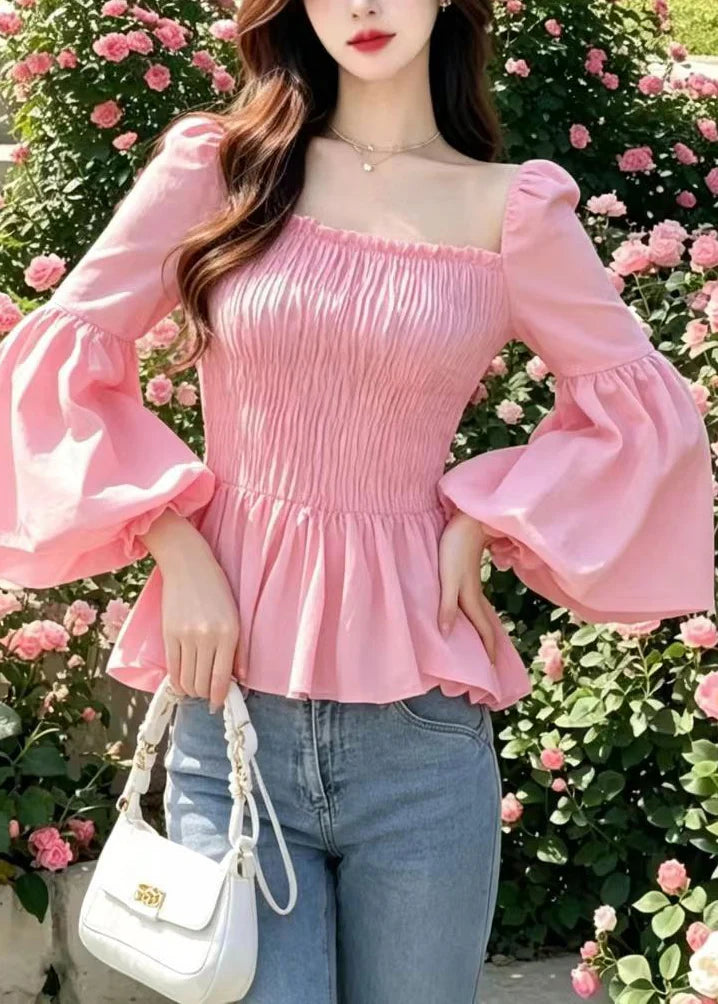 Chemise Femme à Col Carré et Manches Évasées 3