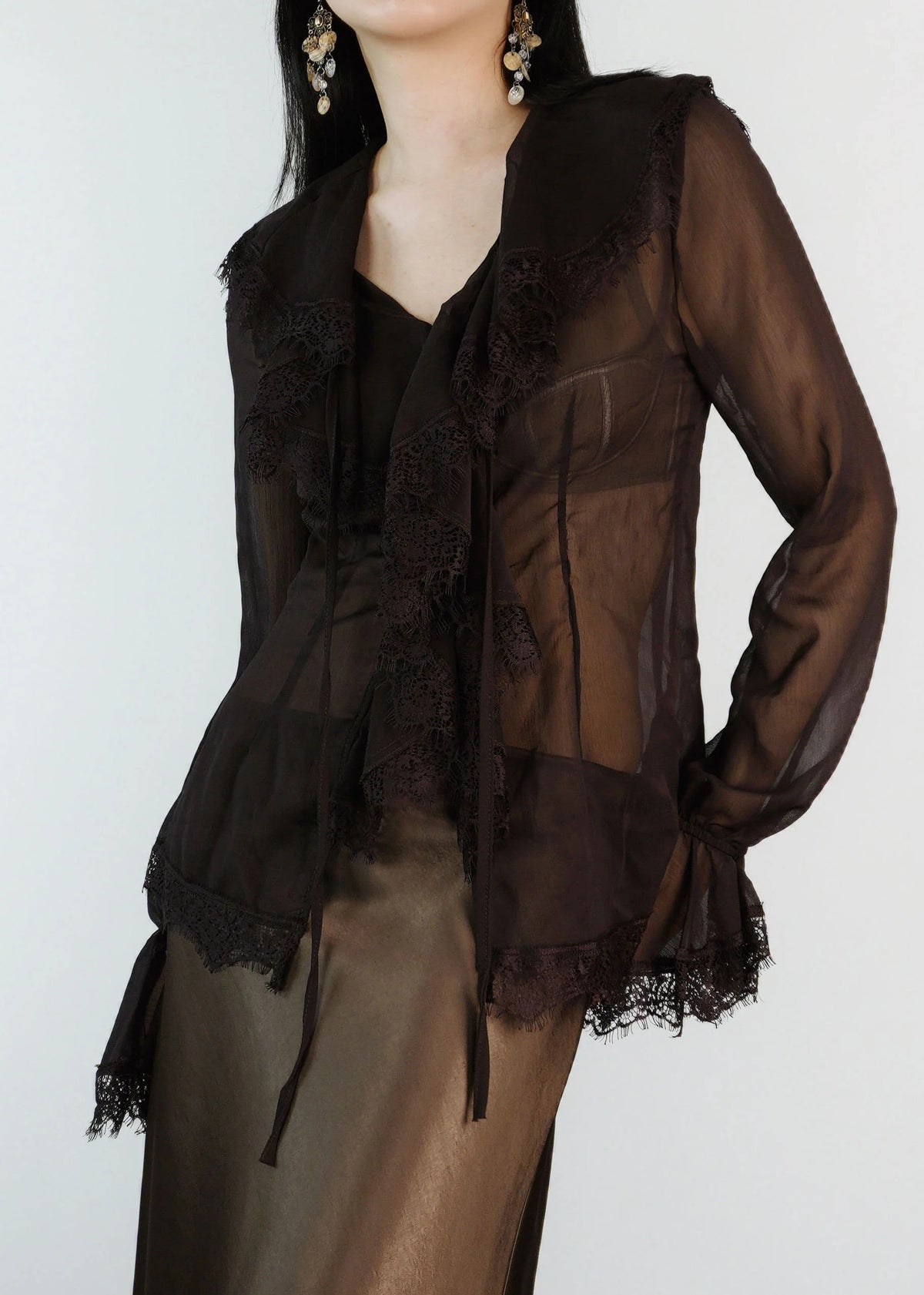Chemise Femme à Manches Évasées Style Patchwork 1