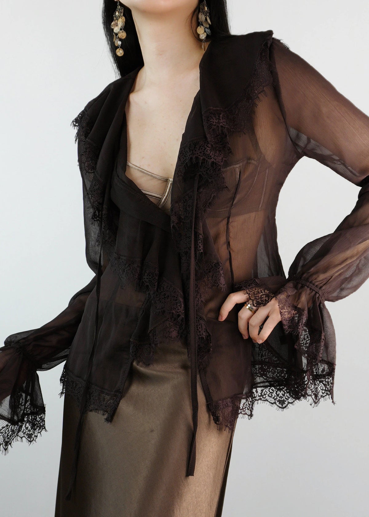 Chemise Femme à Manches Évasées Style Patchwork 4