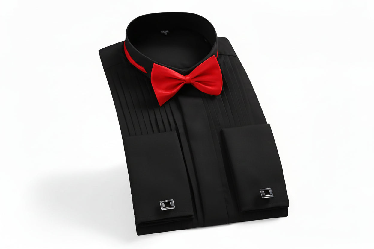 Chemise Formelle pour Hommes avec Nœud Papillon et Poignets Français 1