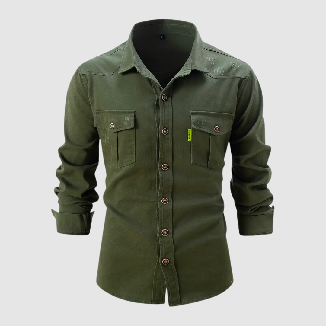 Chemise Homme Casual Tissu Robuste avec Poches Poitrine 1