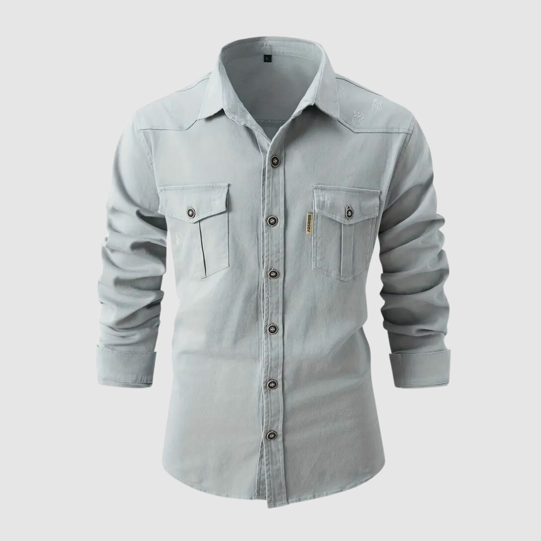Chemise Homme Casual Tissu Robuste avec Poches Poitrine 3
