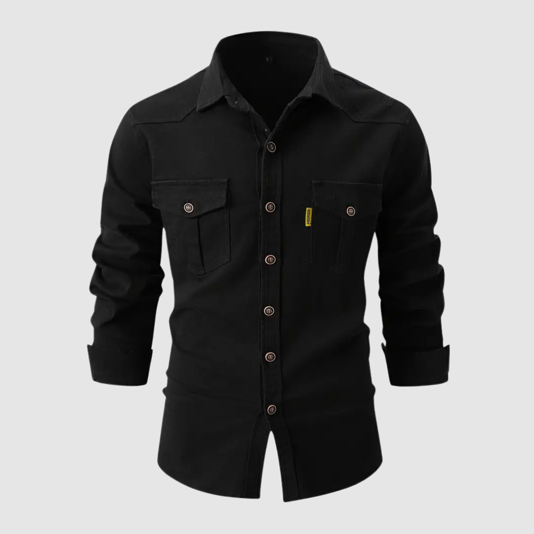 Chemise Homme Casual Tissu Robuste avec Poches Poitrine 5