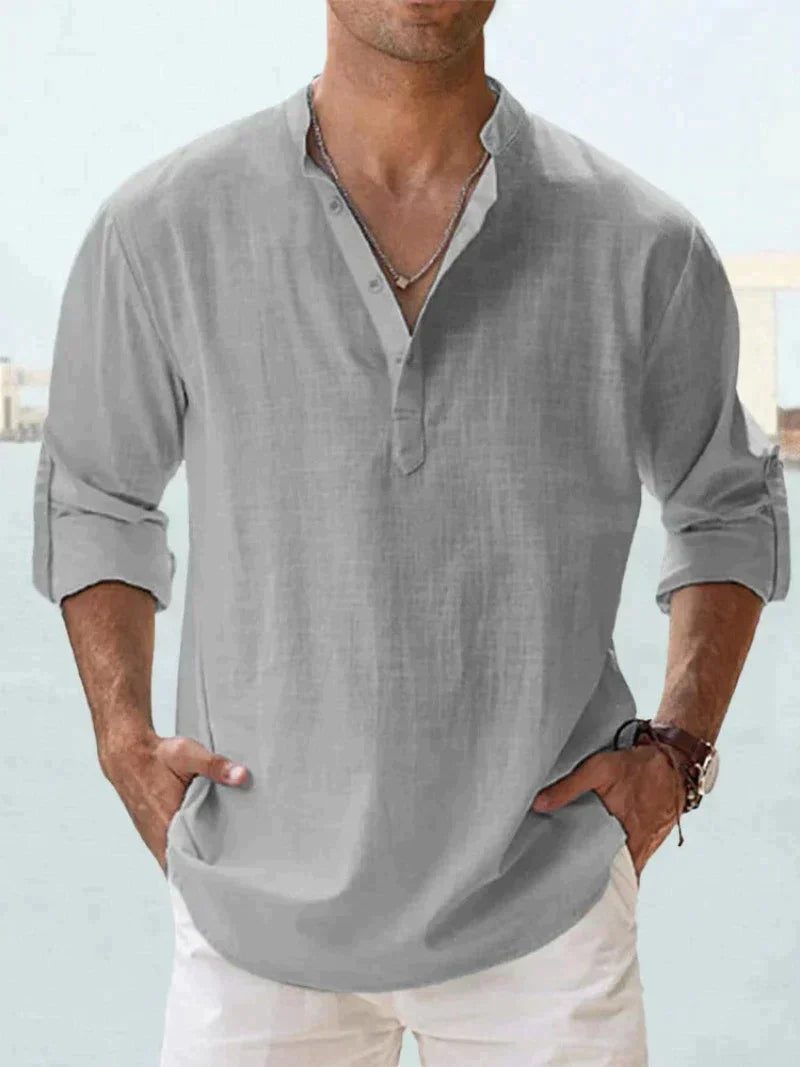 Chemise Homme Lin Moderne Col Ouvert Spacieuse 6