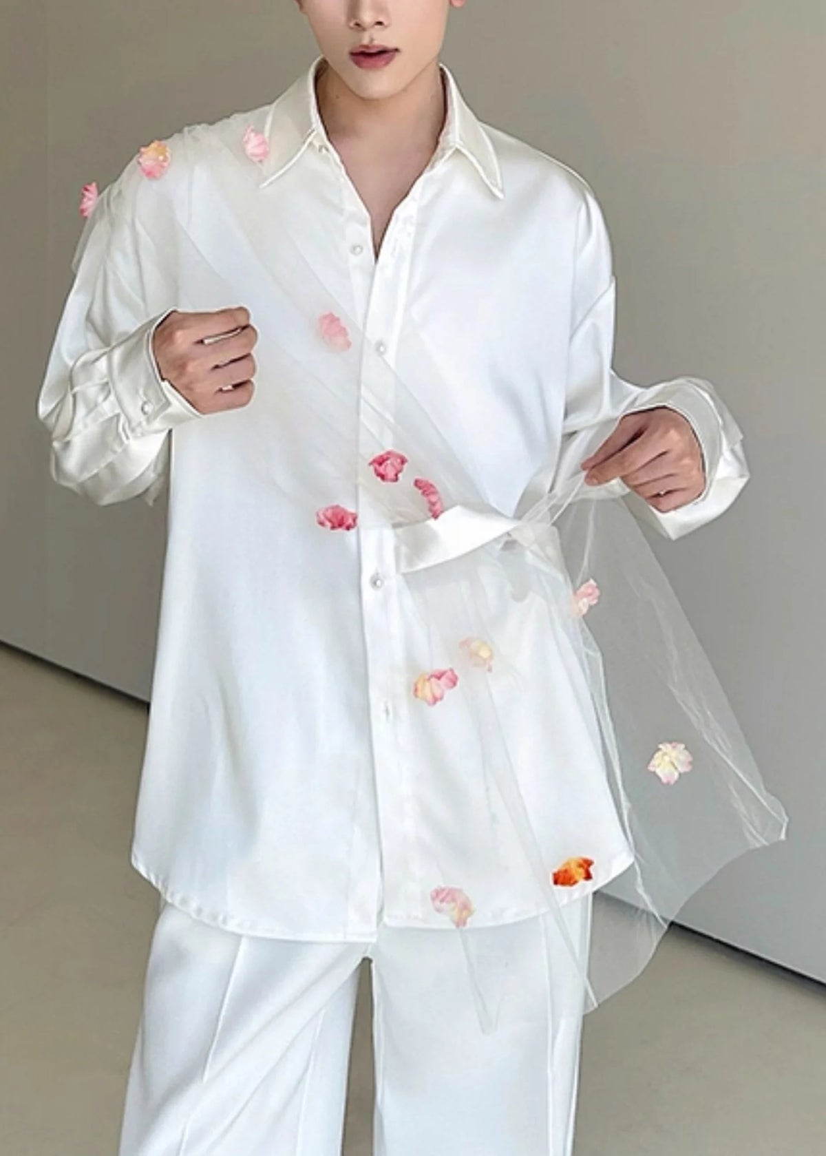 Chemise Homme Oversize à Motif Floral Automnal 0