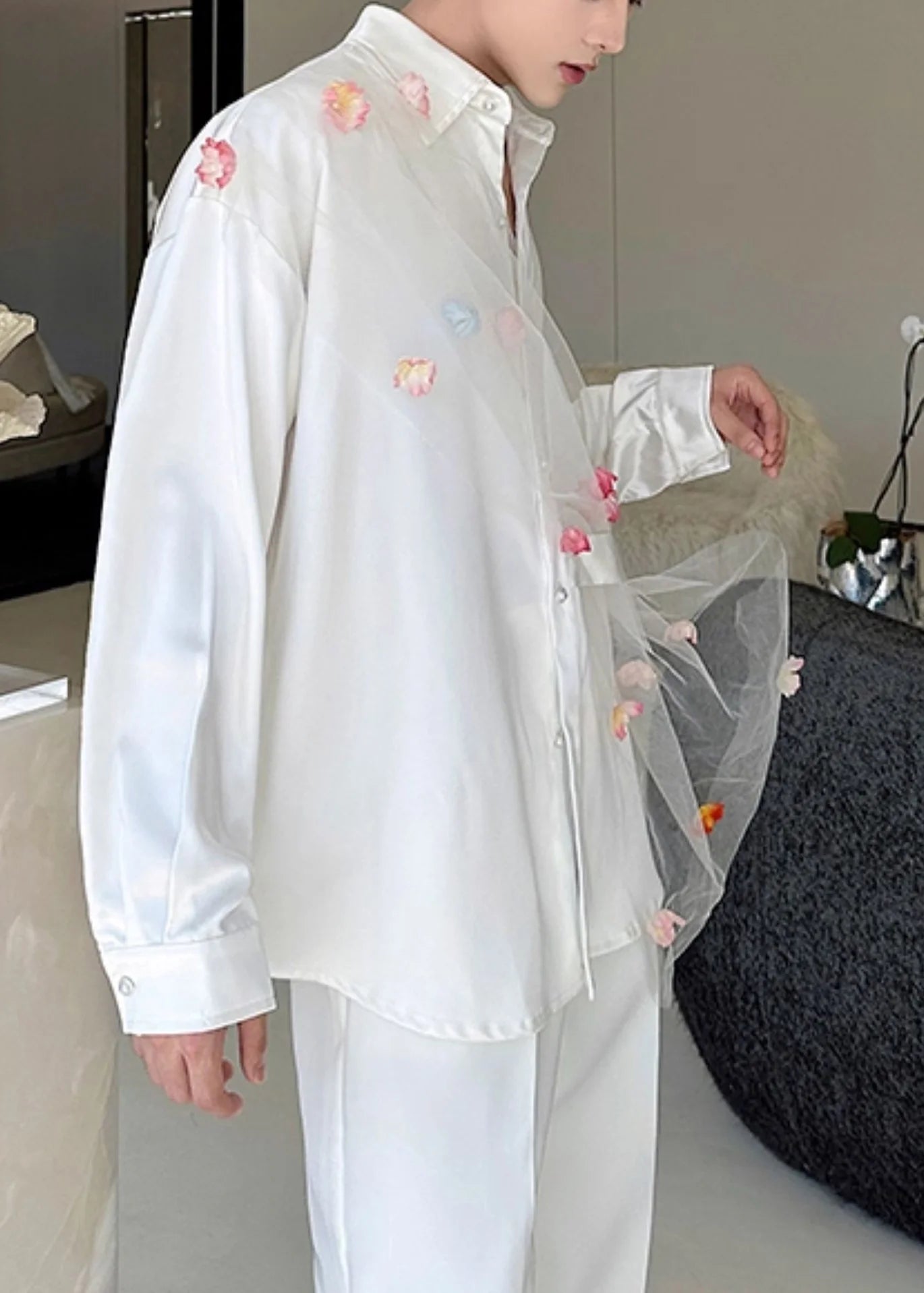 Chemise Homme Oversize à Motif Floral Automnal 4