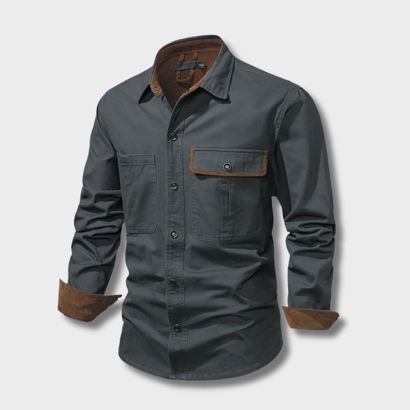 Chemise Homme à Manches Longues Boutonnée Contrastées Tissu Durable 4